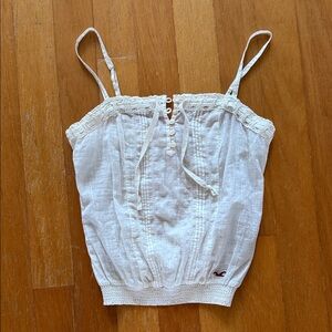 Hollister Ivory White Betty’s Small Camisole Lace Trim Boho Vintage Y2K